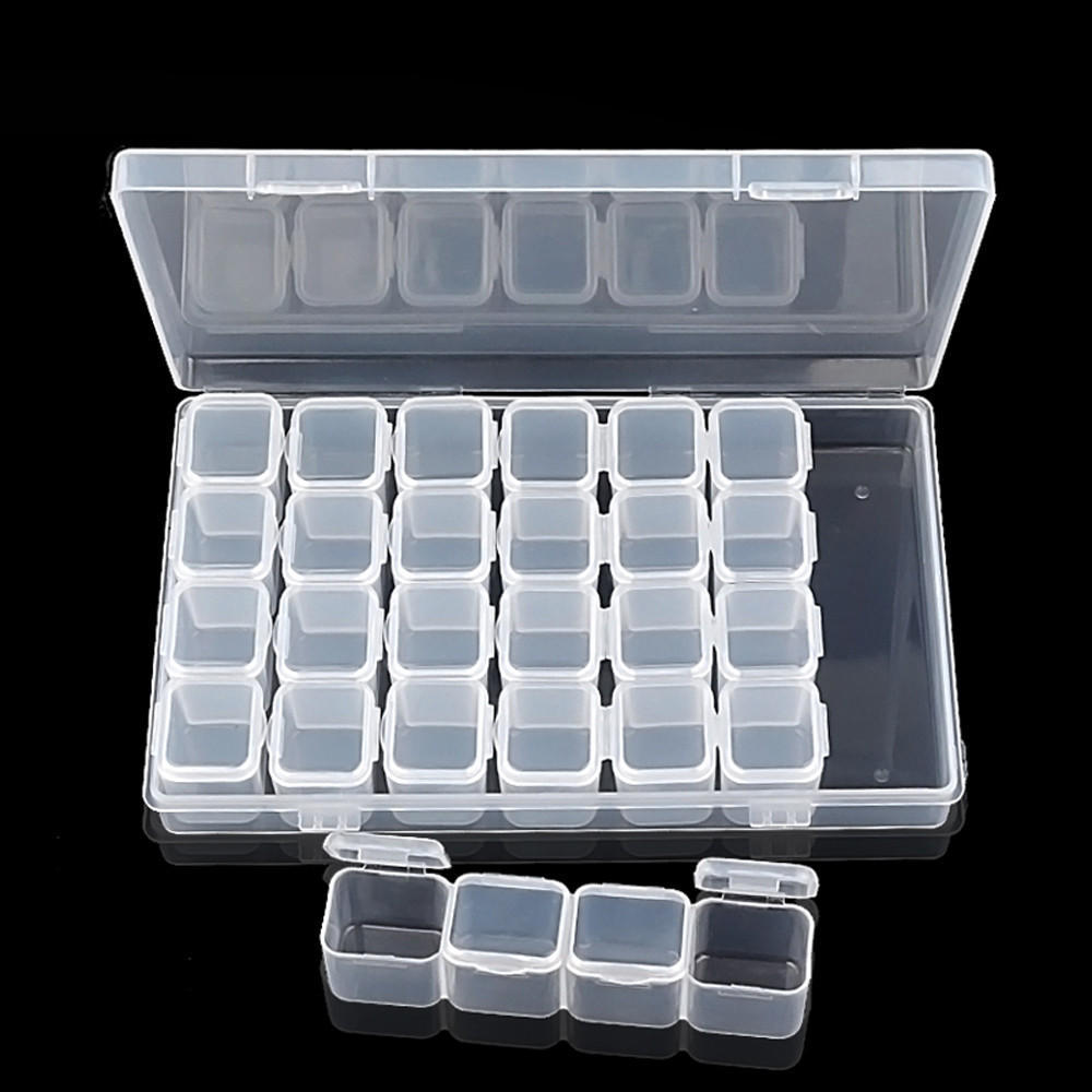 

1Set 28 Lattice Plastic Nail Tool Decorations Empty Storage Case Box белый