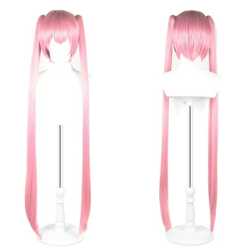 Anime Lang Synthetisch Haar met Twee Clips Roze Party Lolita Voor Vrouwen dames Meisjes Cosplay Pruik Halloween Pruik 1pc