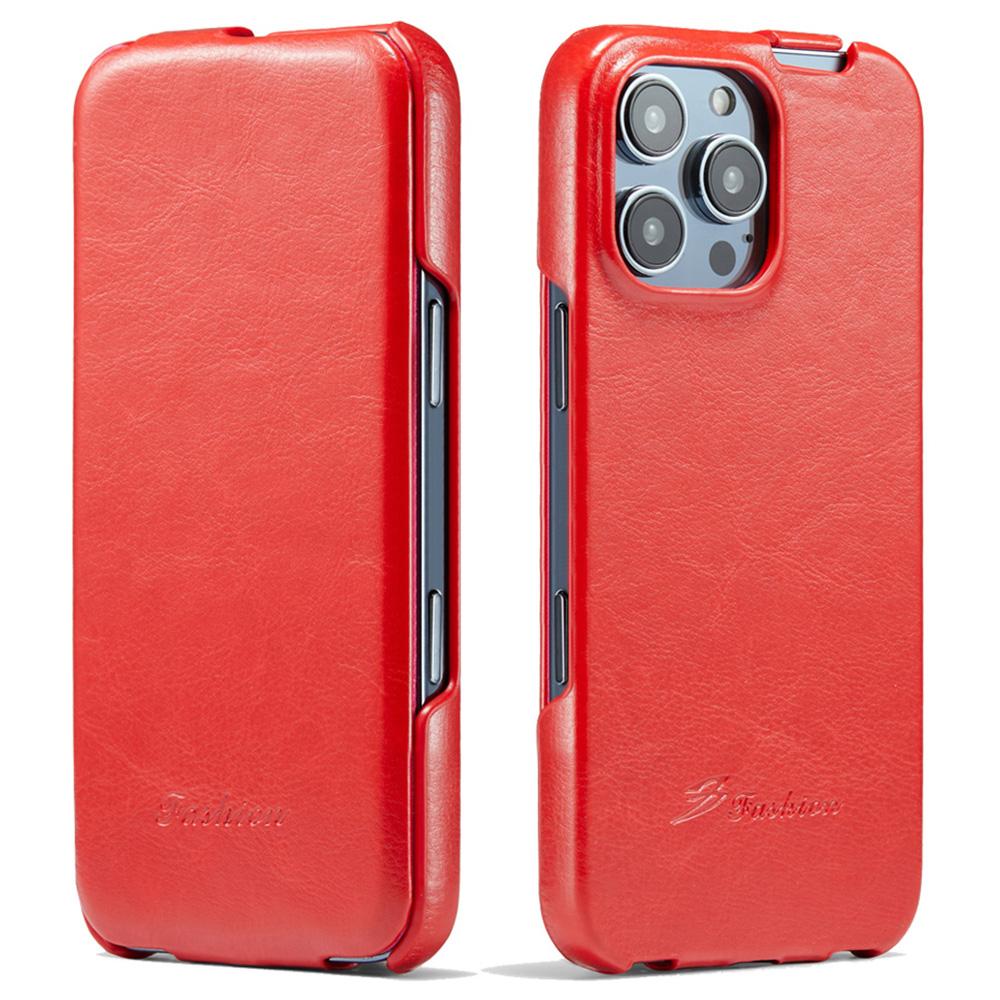 For iPhone 16 Pro Max Case Vertical Flip Leather Crazy Horse Texture Phone Cover