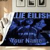 1PC Billie Eilish Custom Name Patterned Flannel Blanket Suitable For All Seasons for Home Decor Warmth and Comfort Gifts Holiday Present