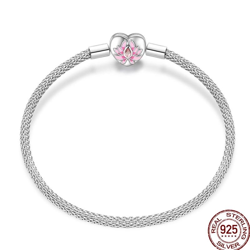 925 Sterling Silver 17-20CM Original Bracelets Heart Moon Sun Clasp Bead Charm Bracelet Fit DIY Charms Beads for Women Jewelrys