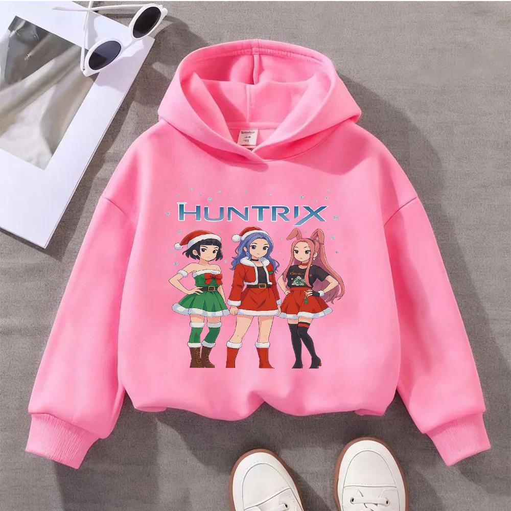 Adorable Kids Christmas Hoodie with Cute Anime Girls Design HUNTRIX Perfect for Festive Season