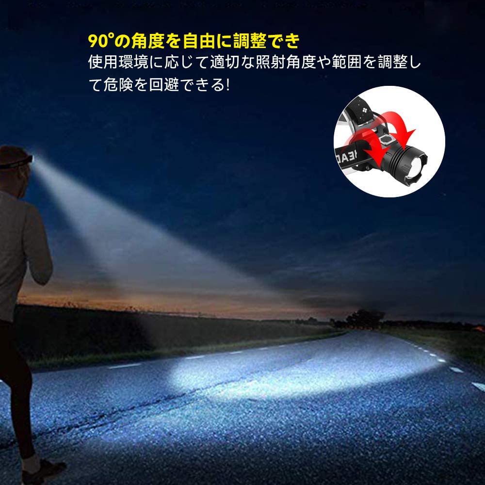 Runtime LED 5 Lighting Hand Gesture Battery Level Zoom Adjustable Waterproof and Large Capacity 6600mAh 3 18650 2200mAh Ideal for Night Outdoor and