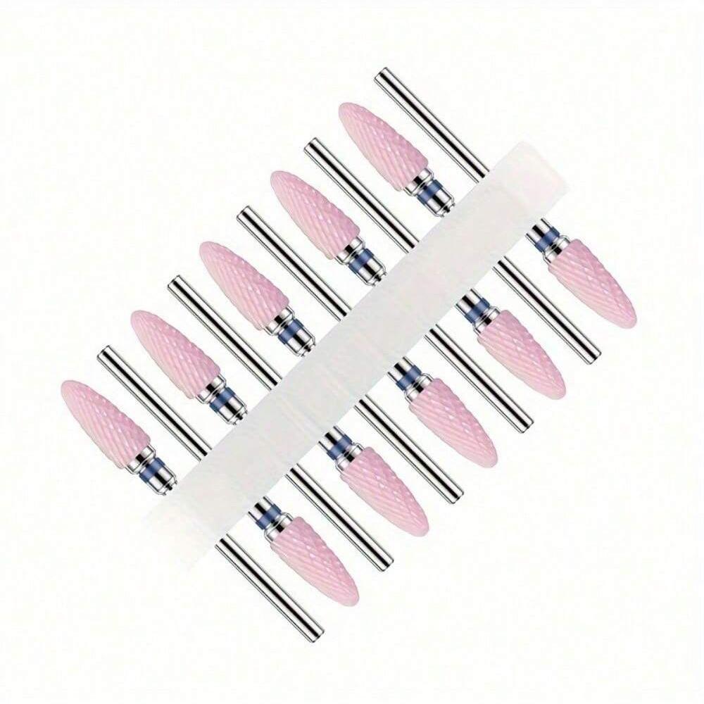 10pc/Set Ceramic Milling Cutter Nail Drill Bits Burr Gel Polish Remove Tools Cuticle Electric Manicure Files Kit Accessories