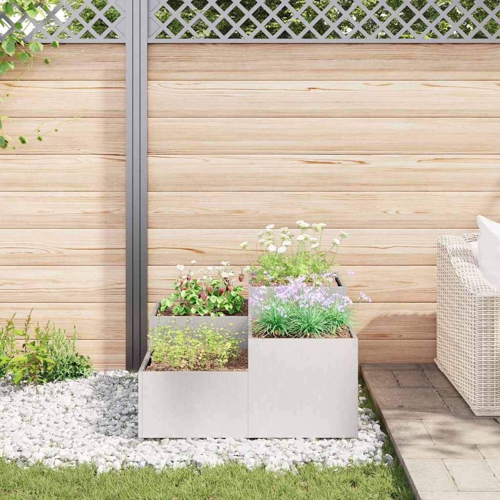 Garden Planter Silver 80 X 80 X 48 Cm Stainless Steel