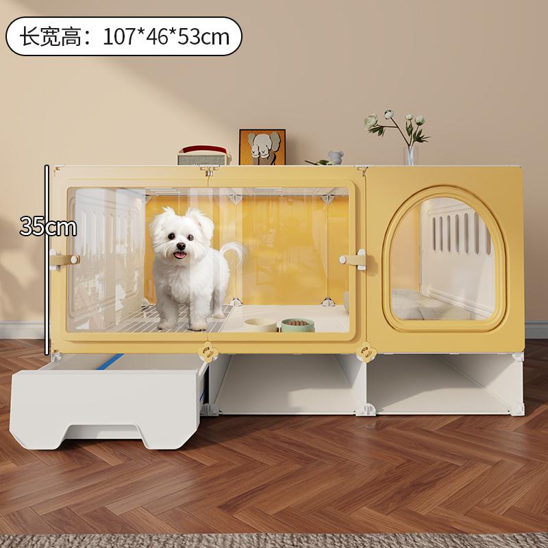 Villa per Cani Piccoli con Toilette Gabbia Trasparente Panoramica per Animali Domestici Suite Monostanza Casa per Animali Domestici Spaziosa Separazione Sistema di Canile per Cani