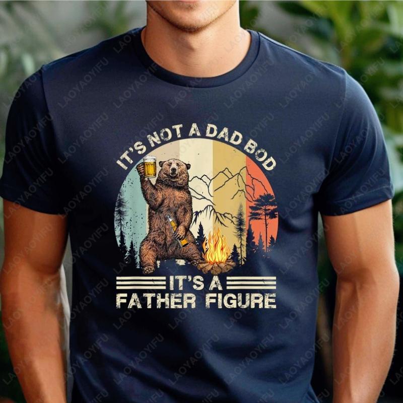 Funny Cotton Shirt Its Not A Dad Bod Its A Father Figure TShirt Bear Ropa Hombre Casual Camisetas Fathers Day Gift for Dad S