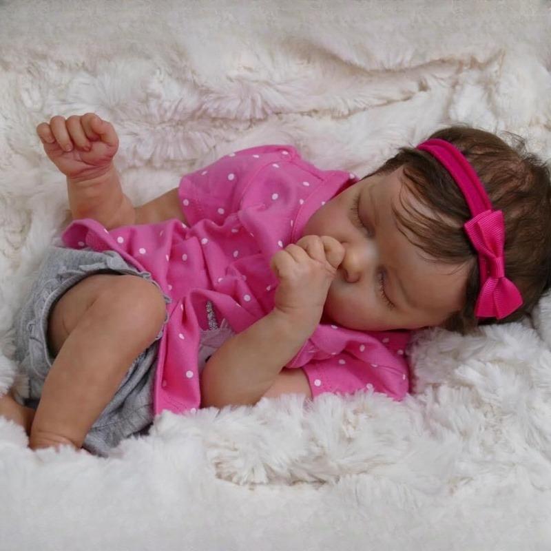 Bonecas Reborn Fofas de 18 Polegadas Gêmea A Corpo Inteiro de Vinil/Pano Boneca Bebês Recém-Nascidos com Olhos Fechados Bonecas Reborn Realistas para Crianças Presente de Aniversário