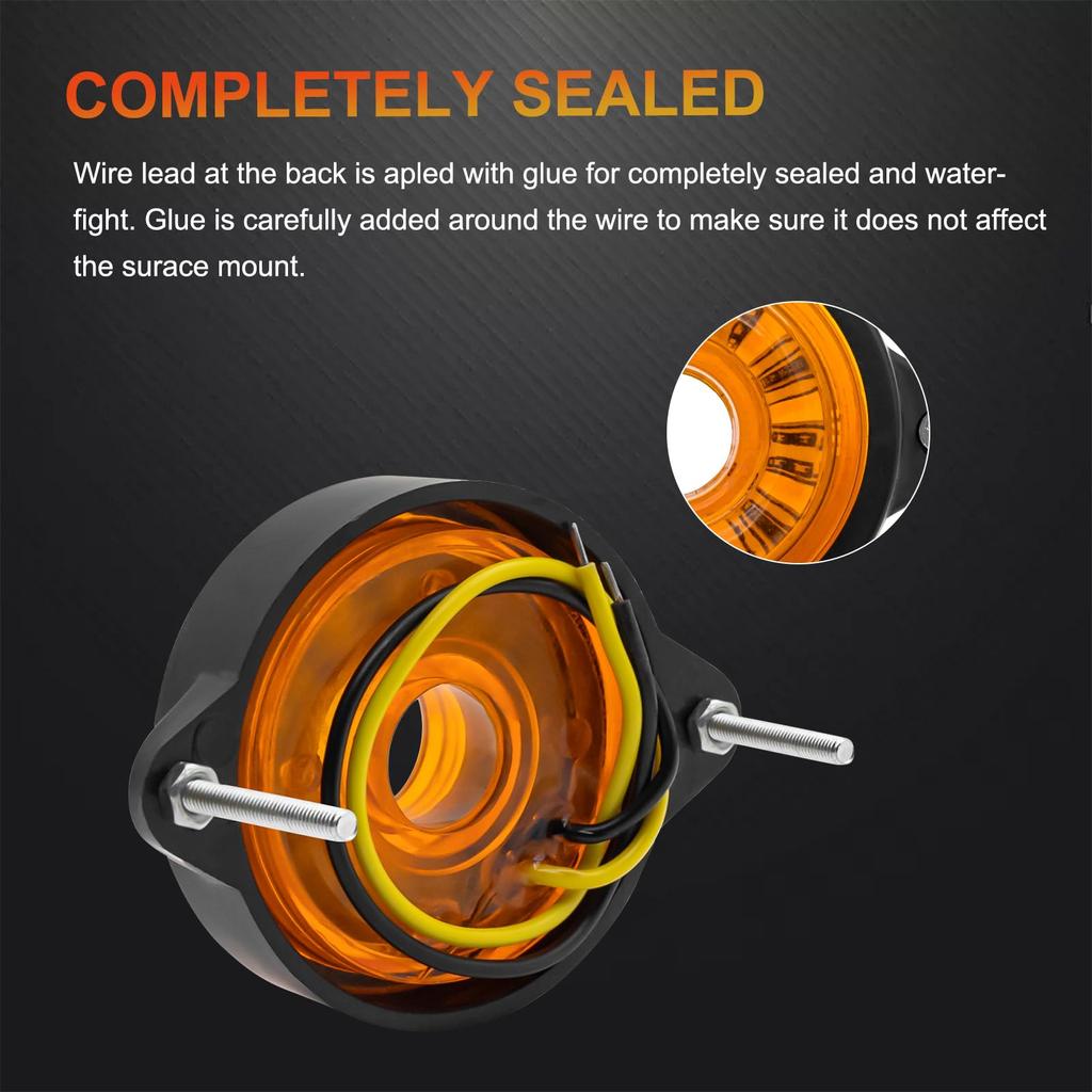 Side Marker LED 12V 24V Yellow Marker Lamp for Trailers and Trucks 10 LEDs Marker Width Light Roadside Light Side Light High Brightness Illumination