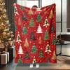 Soft, Warm Cozy Christmas Tree Flannel Throw Blanket - Red, Green, White, Black, Perfect Holiday Gift for Living Room & Bedroom,