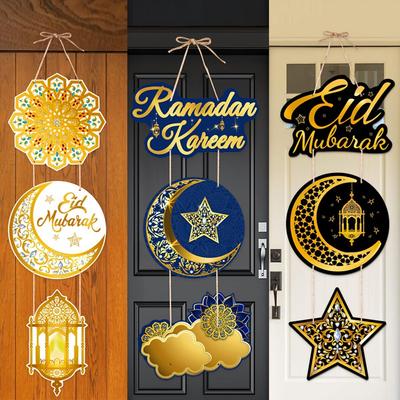 Eid Mubarak Door Hanging Flag Ramadan Decor for Home 2026 Ramadan Kareem Mubarak Islamic Muslim Party Decor Happy Eid Al Adha