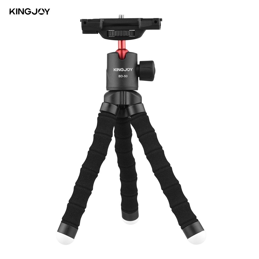 KINGJOY KT 500+BD 50 Flexible Mini Octopus Tripod Rotatable Ball Head with Adjustable Cold Shoe Hidden Phone Clip 1 4