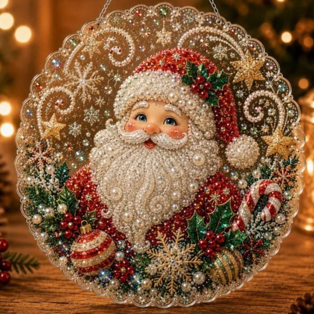 Ornement Suspendu de Noël Rond Board Kit de Peinture Perle Bricolage Artisanat de Fête