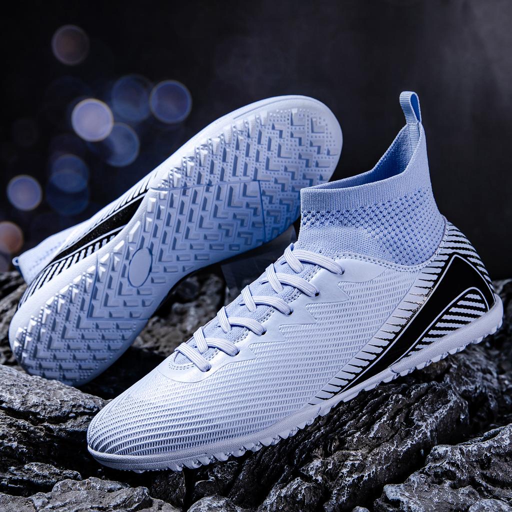 High Grip Unisex Soccer Trainers PU Woven Upper Rubber TF Studs Anti-Slip Breathable Men Outdoor Cleats
