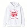 Kids Boys Girls Self Love Social Club Cherry Heart Print Pullover Hoodie Casual Long Sleeve Sweatshirt For Children