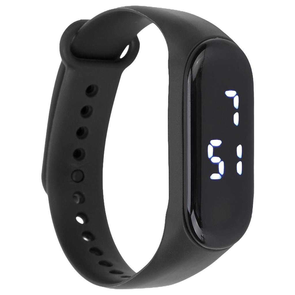 Digitaluhr mit LED-Weißlichtanzeige, Kunststoffspiegel, elektronisches Uhrwerk, Silikonarmband, Sport