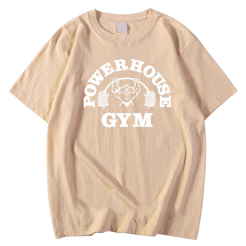 Powerhouse Gym Print Cotton T-shirt Men Women Sportswear Oversized Tshirt Short Sleeve Tee Summer Fitness T Shirts Clothes Tops