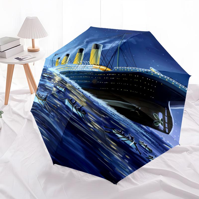 1pc Titanic1 Umbrella, Sun Protection, And UV Shielding. It Has Eight Sturdy Ribs for Outdoor Use And Perfect Gift