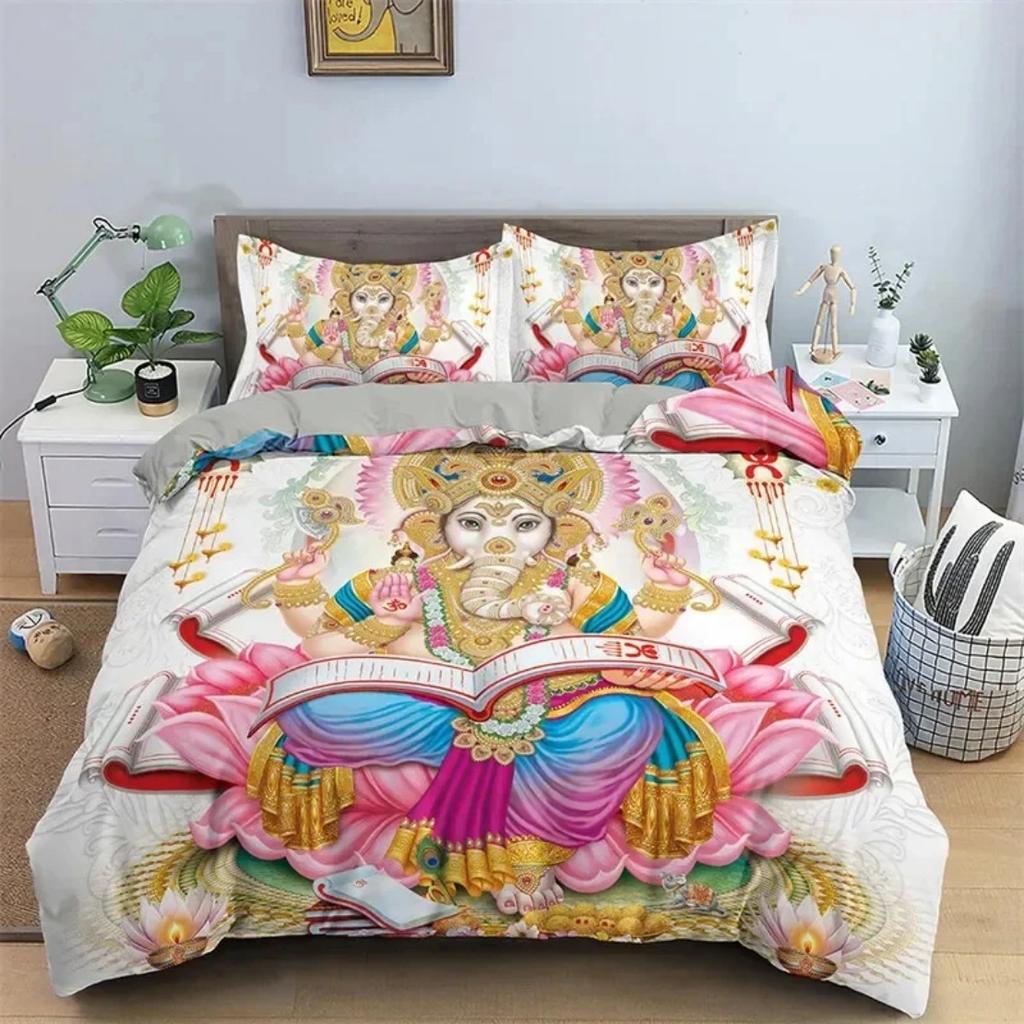 Bohemia Mandala Duvet Cover Indian Elephant Lord Ganesha Bedding Set Comforter Cover King For Boys Girls Room Decor
