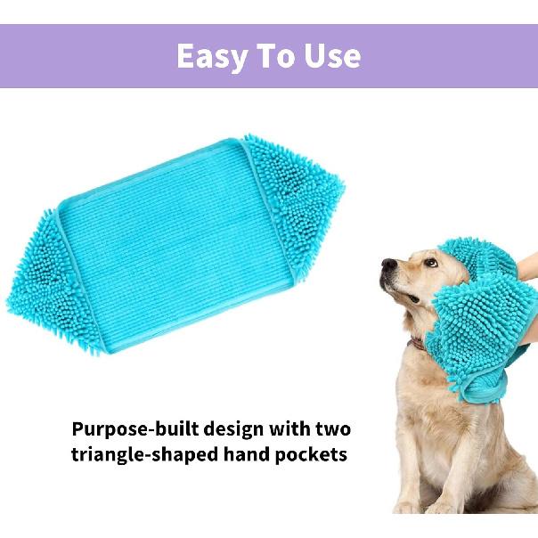Dog Towel - Microfiber Super Shammy with Hand Pockets, Ultra Absorbent Quick Dry Pet Bath Towels for Small, Medium, Large Dogs and Cats (Large, 31''