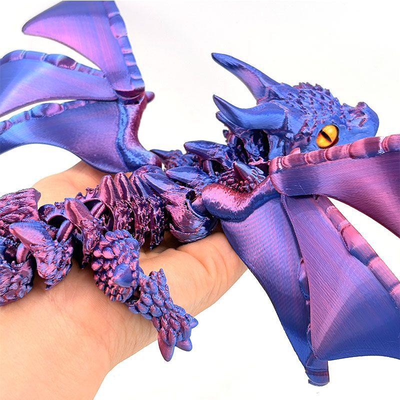 3D Printed Winged Carriage Dragon Figurine With Random Eyes Art Deco Resin Dragon Sculpture, Tabletop Animal Theme Deco 1PC 2025