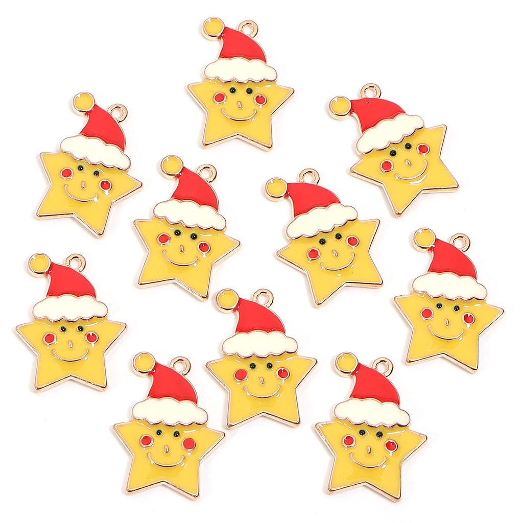 10-20pcs/lot Christmas Series Alloy Enamel Cute Pendant Santa Claus Elk Snowman Shape Charms For DIY Bracelet Necklace Accessory
