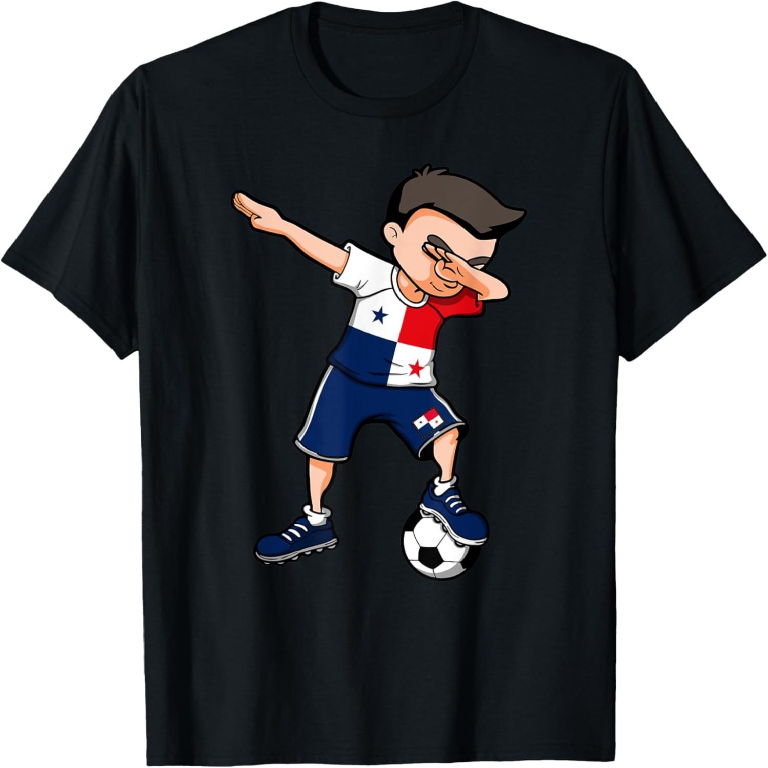 Dabbing Soccer Boy - Panama Jersey Panamanian Football Fans T-Shirt(2) S