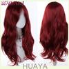 Parrucca Lunga Dritta Ombré Rosso-Nero per Halloween, Fibra Sintetica con Frangia, Parrucca Cosplay Facile da Indossare per Donne
