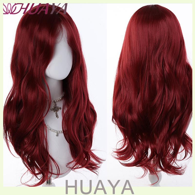 Parrucca Lunga Dritta Ombré Rosso-Nero per Halloween, Fibra Sintetica con Frangia, Parrucca Cosplay Facile da Indossare per Donne
