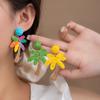 Stylish Hawaiian Vacation Style Rafite Coconut Tree Earrings Bohemian Summer Color Woven Pendant Earrings