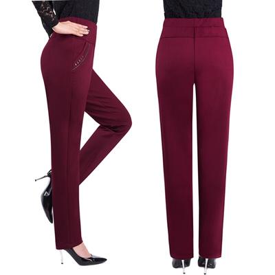 Calça casual feminina moda cintura alta elegante slim preta calça reta tamanho grande