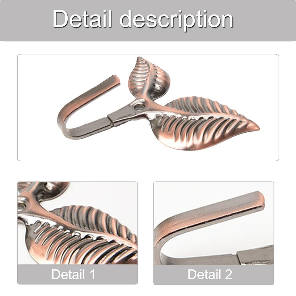 Set of 4 Curtain Tiebacks Vintage Leaf Shape Curtain Holdbacks Hooks for Room Enhancement Home Decoration