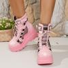 Women's Platform Ankle Boots Street Style Chunky High Heel Short Boots Size35-43 Comfortable Booties Height Increase Botas Mujer