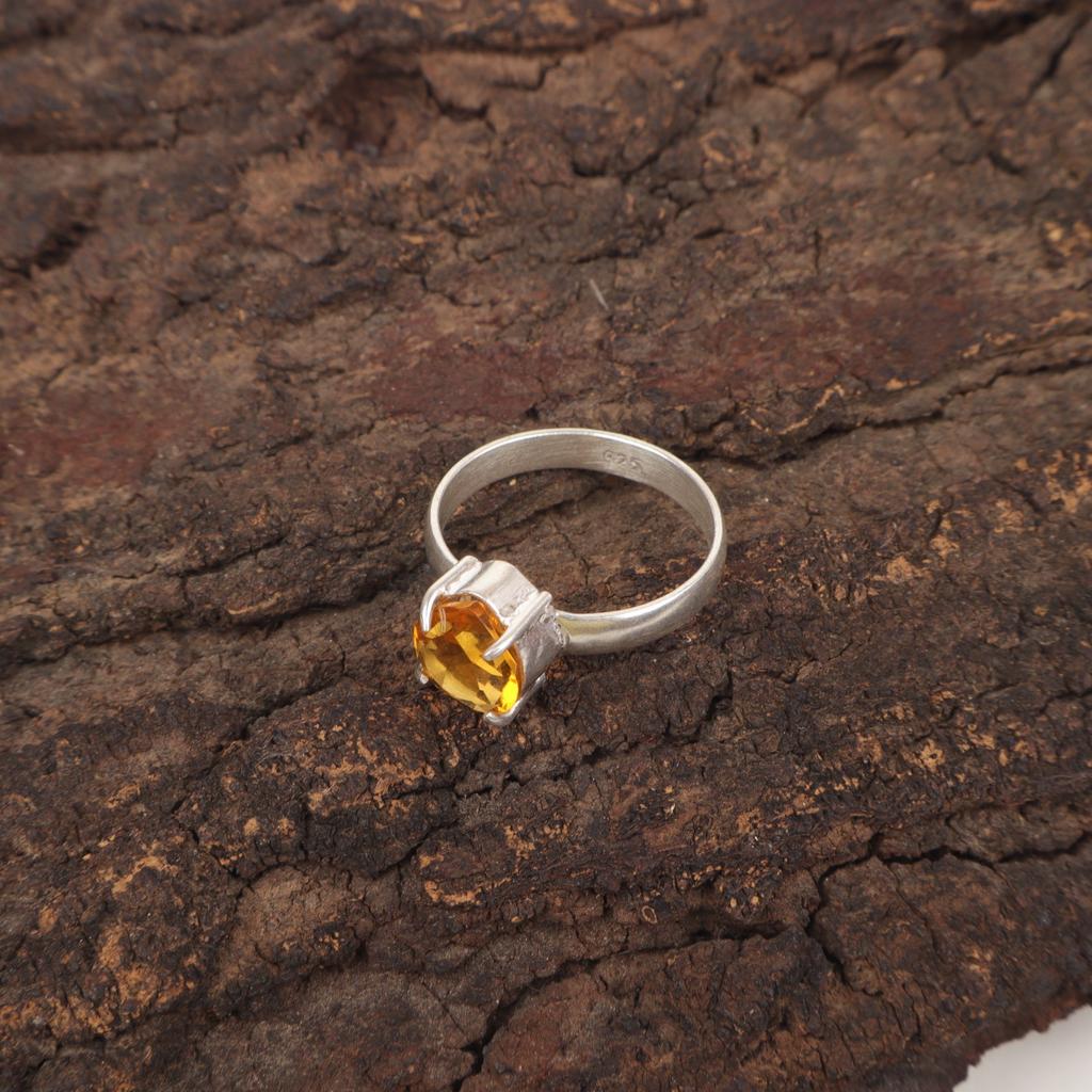 Natural Citrine Sterling Silver Anniversary New Stackable Promise Statement Ring RR-43-7