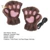 1 Pair Women Winter Gloves Half-finger Cat Paw Shape Thick Plush Elastic Warm Heat Retention Non-slip Windproof Wrist Protection Cycling Riding