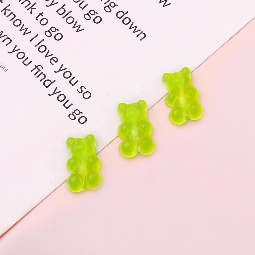 10pcs Resin Candy Color Bear Charms Pendant Beads for Necklace Bracelet Jewelry Making