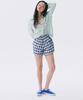 JUNEJUNE SPACE Floral Check Banding Shorts_Navy