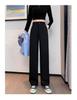 Black Women's High-Waist Wide-Leg Suit Pants - Spring 2025 Design, Casual Floor-Length Trousers