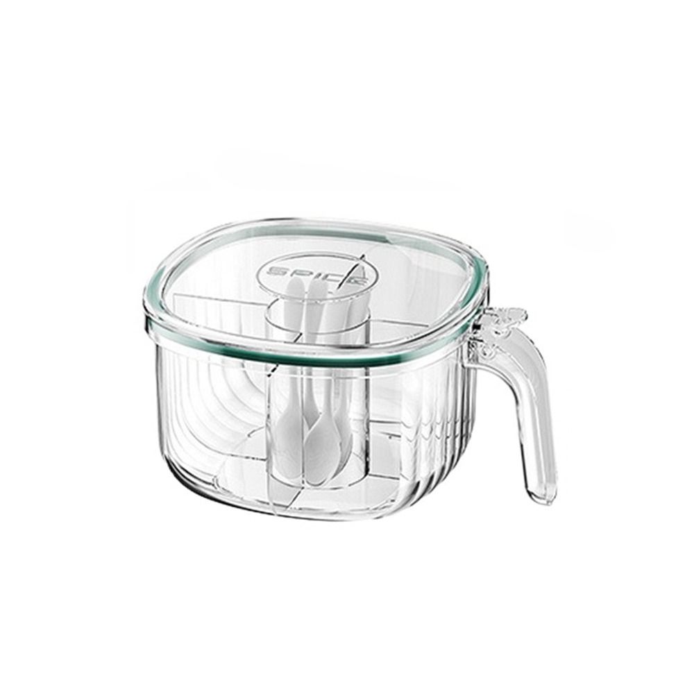 Sealed 4-compartment Seasoning Box Plastic Condiment Jar Durable Spice Storage Box  for Home