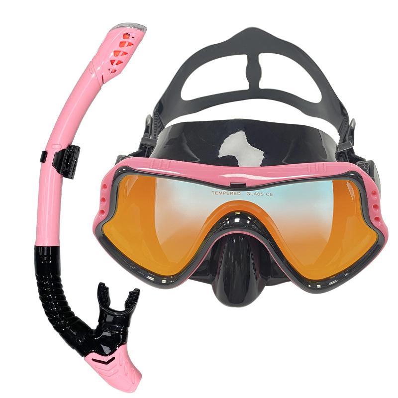 Snorkeling two-piece set full dry snorkel high definition colorful electroplated diving mask