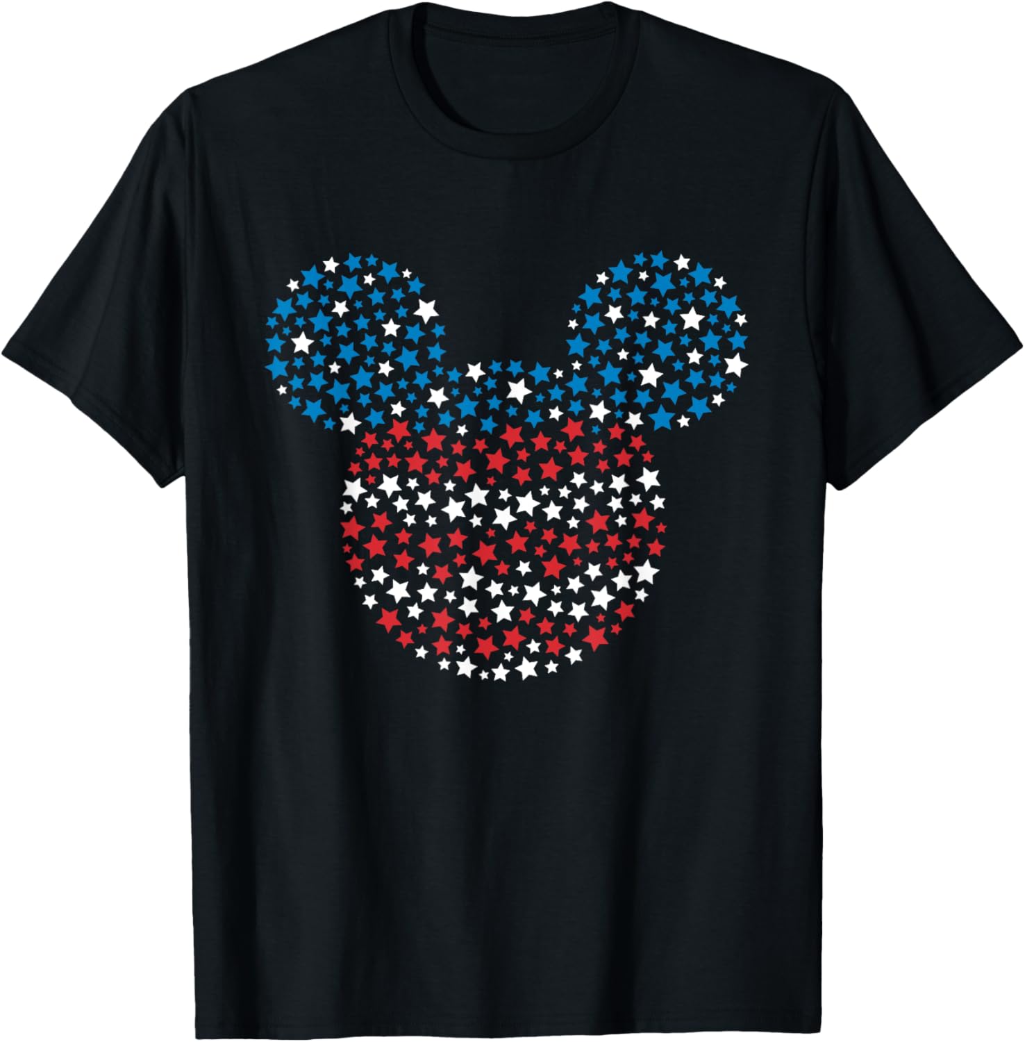 Hot Fashion Casual Disney Mickey Mouse Red White and Blue Stars T-Shirt S-4XL Summer XXXXL чёрный