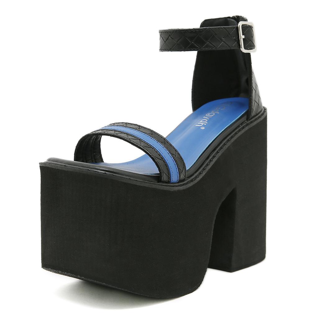 Gdgydh Women's Platform Sandals High Heels Korean Style Fish Mouth Open-Toe Summer Sandals with Ankle Strap Wide Heeled Sandals