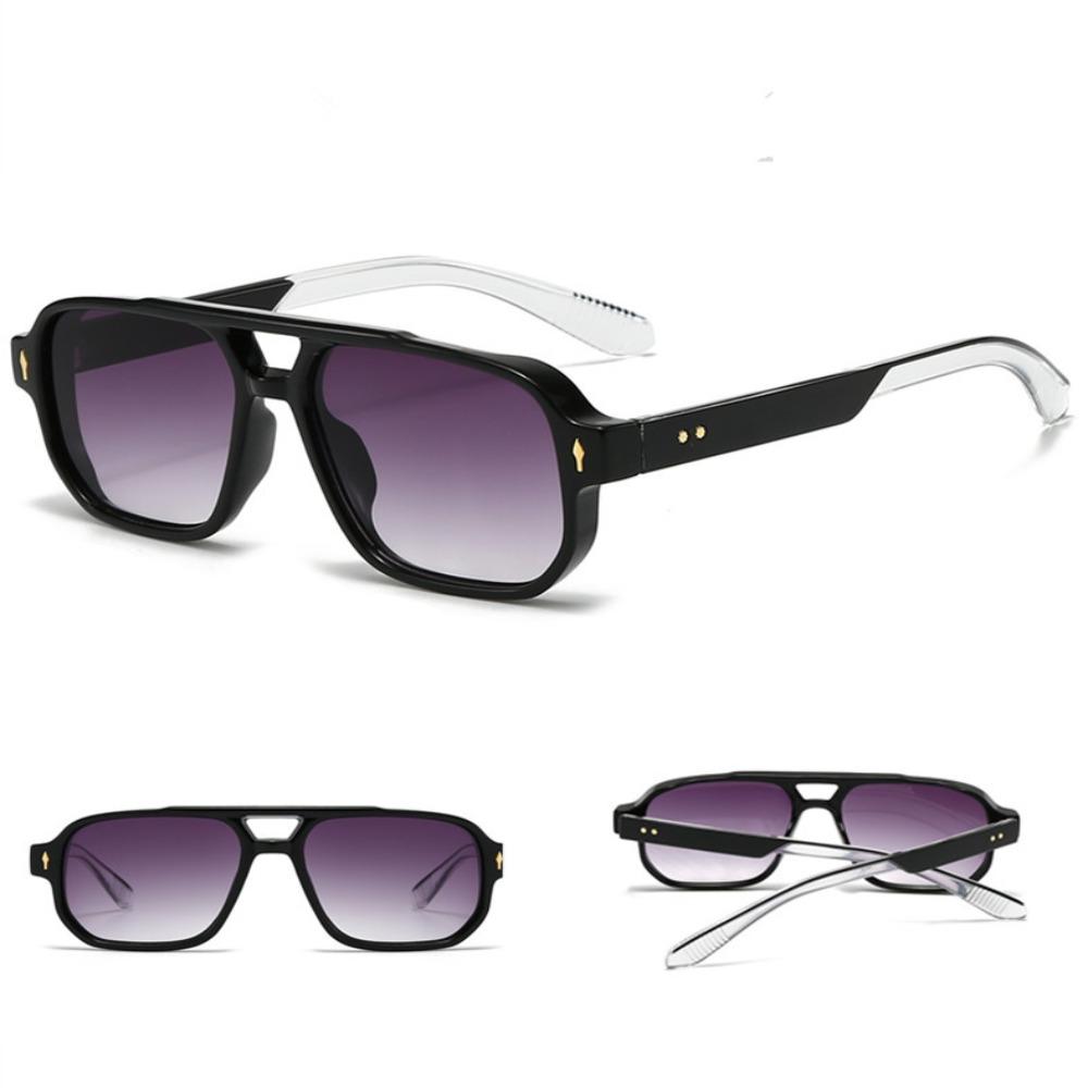 Retro Double Beam Sunnies HD Anti-UV Glasses Catwalk Unisex Polarized Sunglasses  Summer