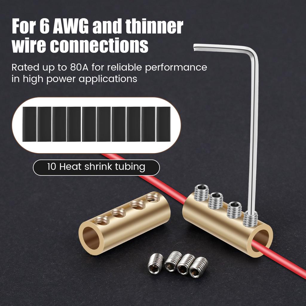 10pcs Circuit Wiring Terminal Nut Kit with 10 Heating Heads Copper Wire Connector Nut Kit Automotive Splicing Wiring Connector