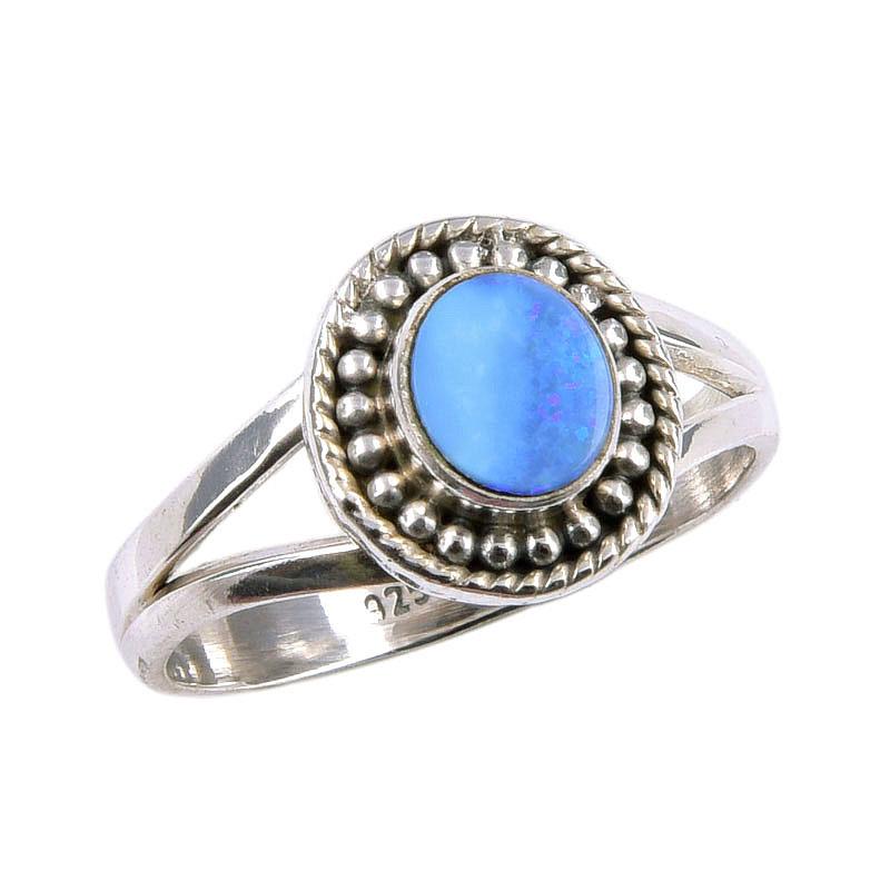 Natürlicher australischer Opal-Edelstein, 925er Sterlingsilber, Ringgröße 6,5, s8m48