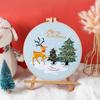 Christmas Pattern CrossStitch Kits Embroidery Starter DIY Kits with Embroidery Clothes Hoop Thread Needle for Beginner