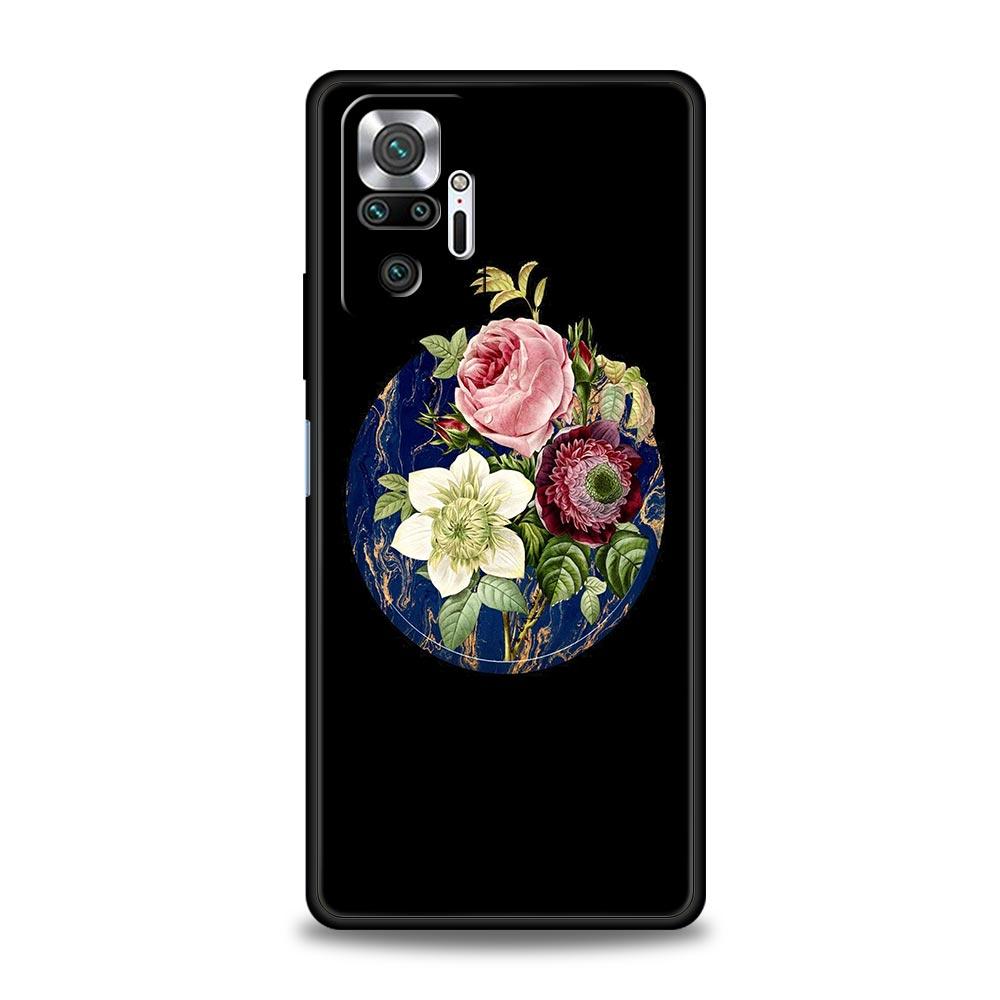 

Мягкий ТПУ чехол для телефона для Xiaomi Redmi Note 10 11 9 8 Pro 9S 7 8T 9T 9A 8A 9C K50 K40 Gaming Cover Винтажный цветок Ботанический Мрамор Redmi Note 10Pro