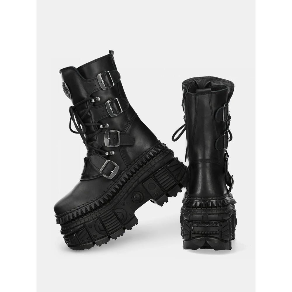 New Vintage Platform Men's and Women's Cool Sa Heavy Metal Locomotive Spanish Tide  Small Punk Knight Boots 10cm