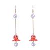 Fashion Cute Simulation Ocean Glazed Octopus Pendant Earrings Imitation Pearl Niche Ins Vacation Style Girl