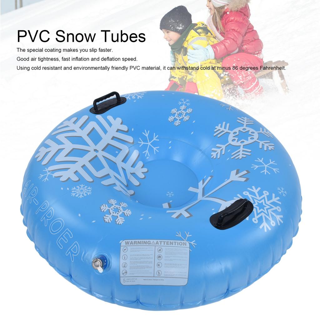 Snow Tubes PVC 450lbs Load Inflatable Ski Rings Tube with Handle for Adults Family Outdoor Sports